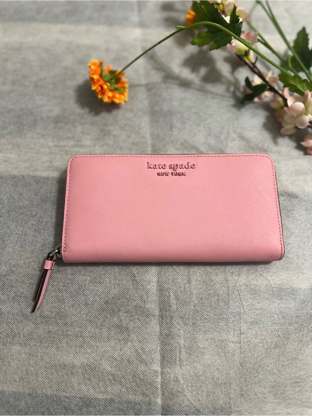 kate spade Pale Pink Zip-Around Leather Wallet